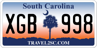 SC license plate XGB998