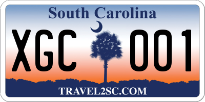 SC license plate XGC001