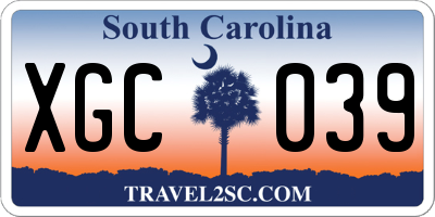 SC license plate XGC039