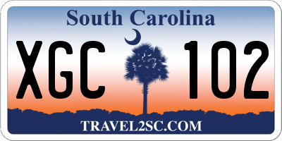 SC license plate XGC102