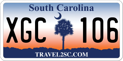 SC license plate XGC106