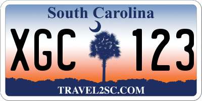 SC license plate XGC123