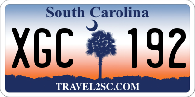 SC license plate XGC192