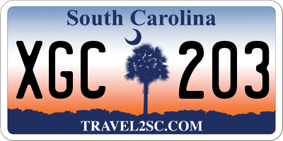 SC license plate XGC203