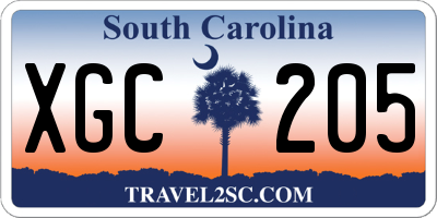 SC license plate XGC205