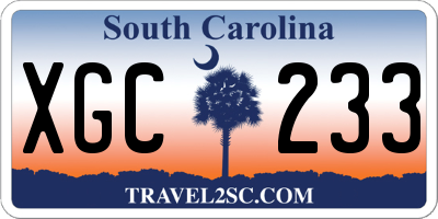 SC license plate XGC233