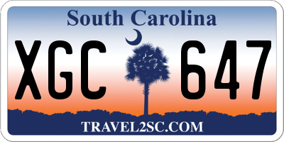 SC license plate XGC647