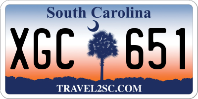 SC license plate XGC651