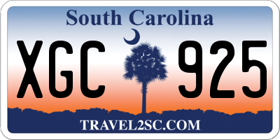 SC license plate XGC925