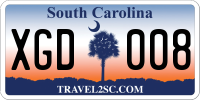 SC license plate XGD008