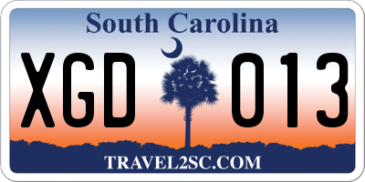 SC license plate XGD013