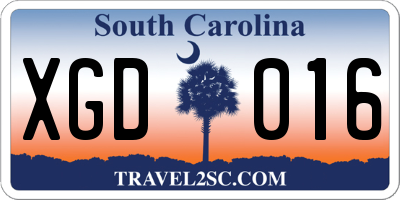 SC license plate XGD016