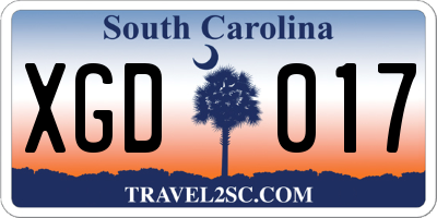 SC license plate XGD017