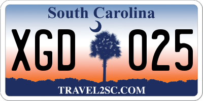 SC license plate XGD025