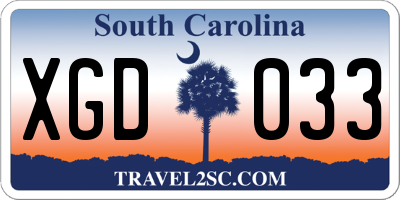 SC license plate XGD033