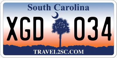 SC license plate XGD034