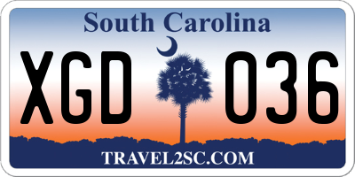 SC license plate XGD036