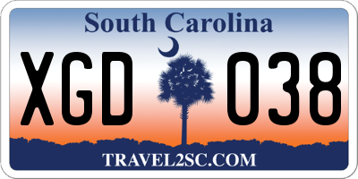 SC license plate XGD038
