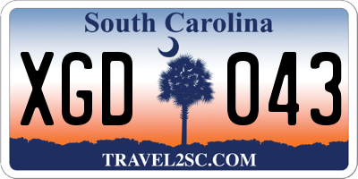 SC license plate XGD043