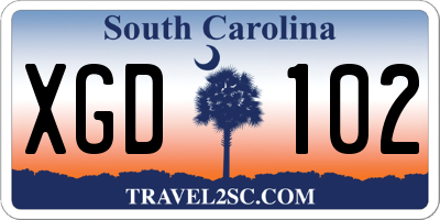 SC license plate XGD102