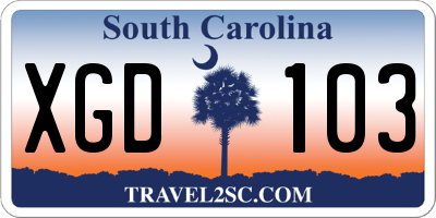 SC license plate XGD103