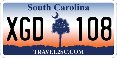 SC license plate XGD108