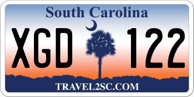 SC license plate XGD122