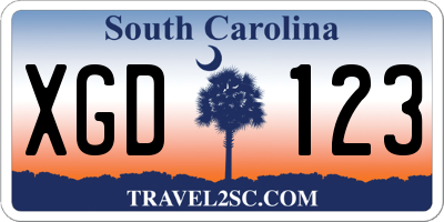 SC license plate XGD123