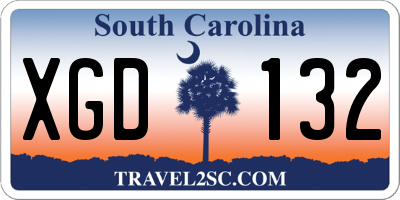 SC license plate XGD132