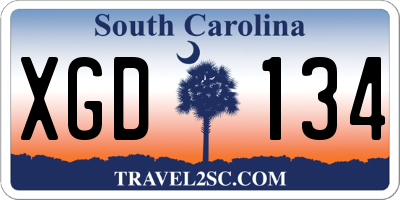 SC license plate XGD134