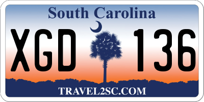 SC license plate XGD136