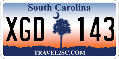 SC license plate XGD143