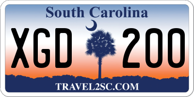SC license plate XGD200