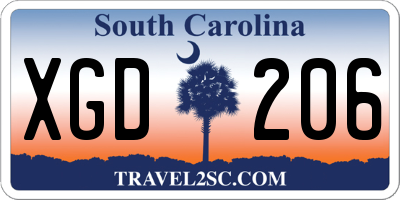 SC license plate XGD206