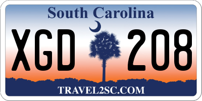SC license plate XGD208