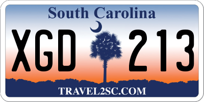 SC license plate XGD213