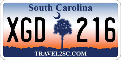 SC license plate XGD216