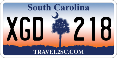SC license plate XGD218