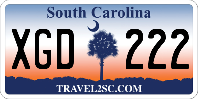 SC license plate XGD222