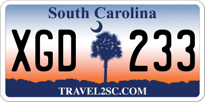 SC license plate XGD233