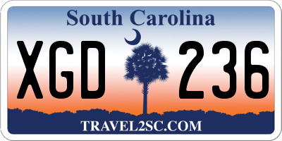 SC license plate XGD236