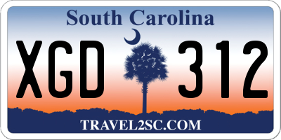 SC license plate XGD312