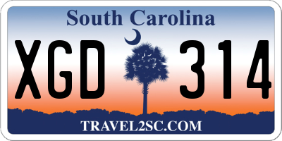 SC license plate XGD314