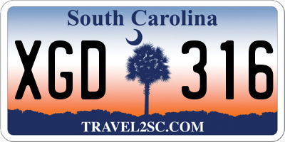 SC license plate XGD316