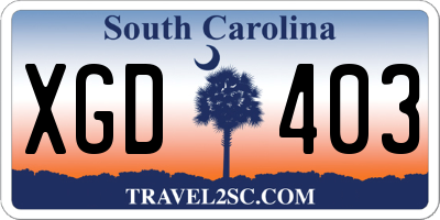 SC license plate XGD403