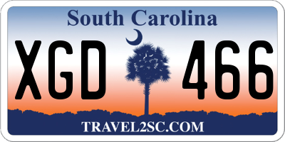 SC license plate XGD466