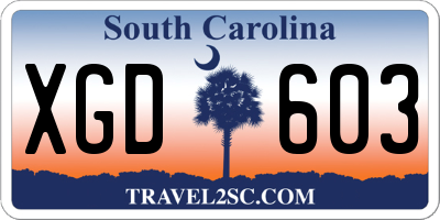 SC license plate XGD603