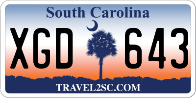 SC license plate XGD643