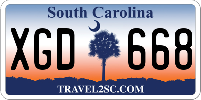 SC license plate XGD668