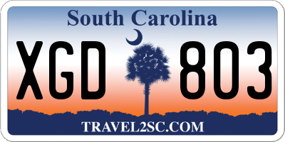 SC license plate XGD803
